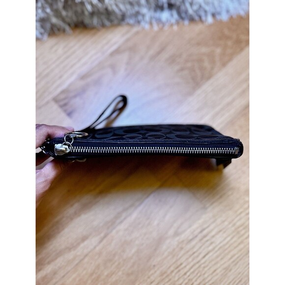 Coach Poppy Signature Monogram Wristlet Clutch Purse Wallet Silver Black Brown - Picture 13 of 16